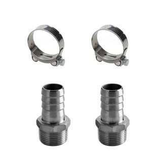 UNITOR AEROFLOW DOUBLE DIAPHRAGM PUMP 2 INCH SS/ALU - FLUID BARBS + COLLAR CLAMPS (2PCS EACH)