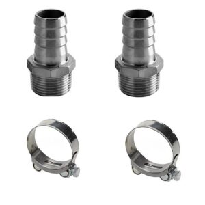 UNITOR AEROFLOW DOUBLE DIAPHRAGM PUMP 1 INCH SS/ALU - FLUID BARBS + COLLAR CLAMPS (2PCS EACH)